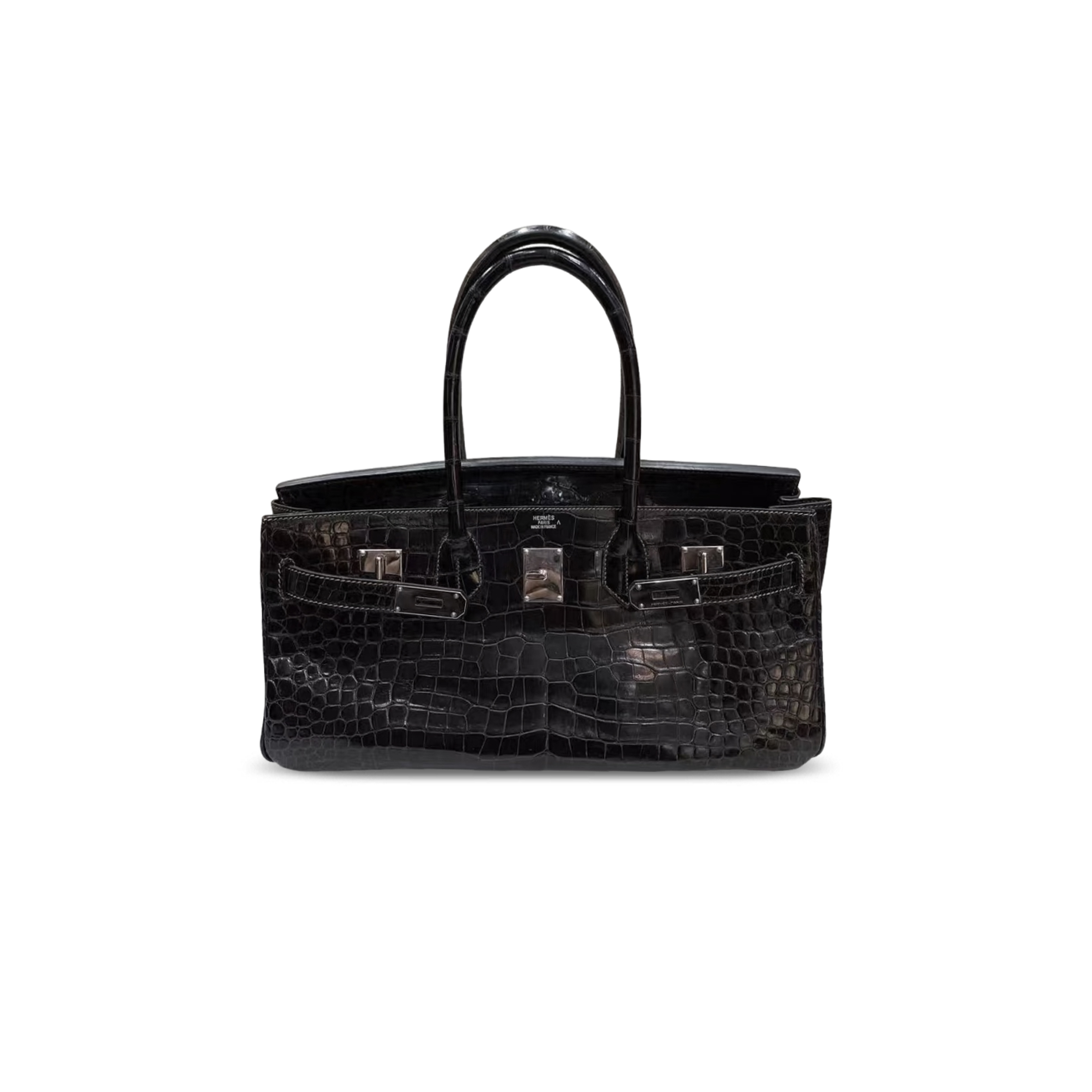 HERMÈS MASTER SHOULDER BIRKIN 42 GRAPHITE CROCODILE PALLADIUM HARDWARE (42*20*18cm)